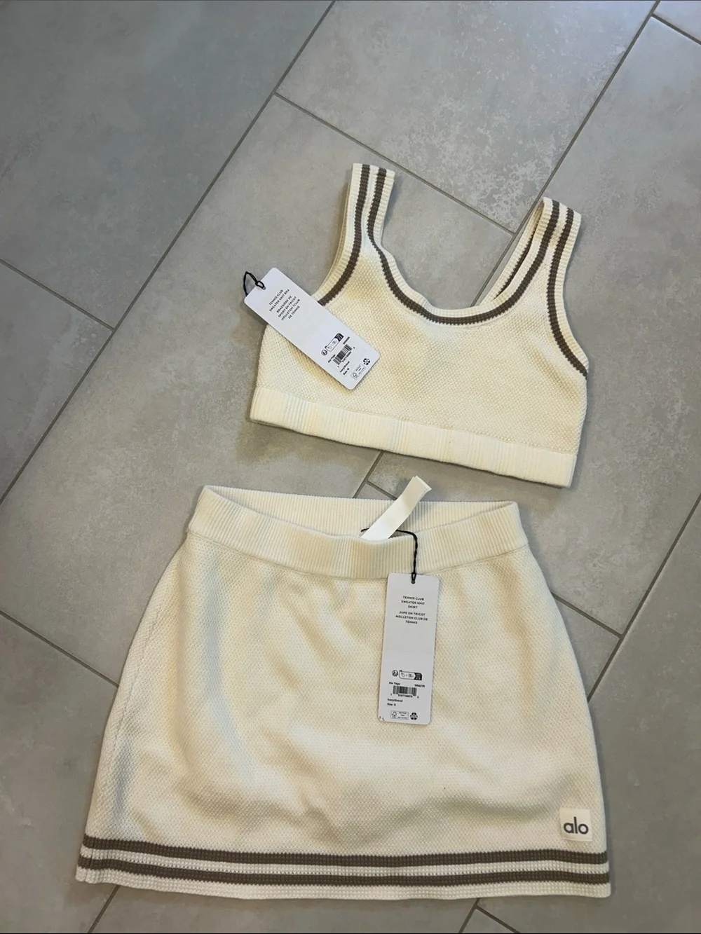 Tennis club sweater knit skirt and top set